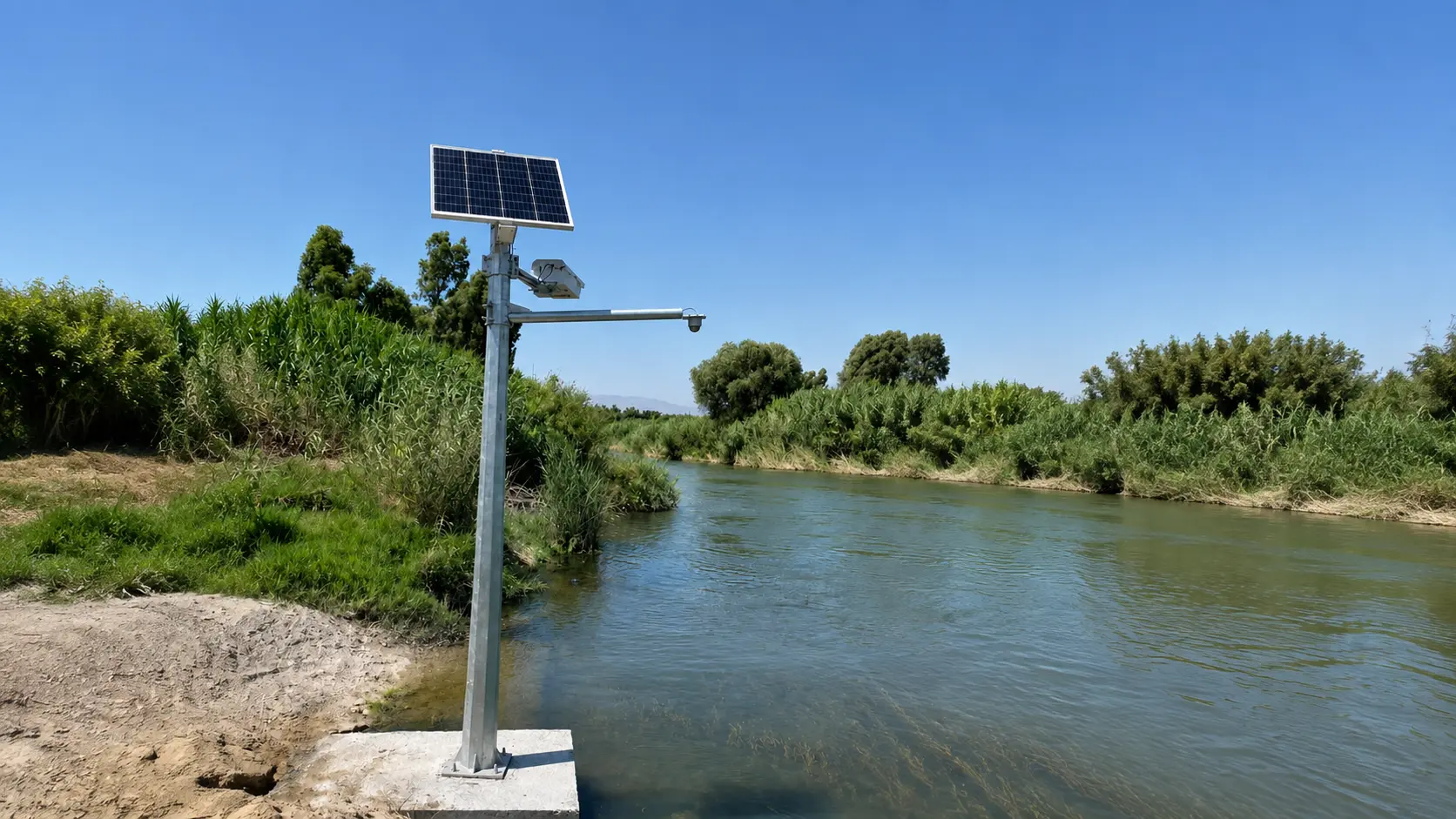 Akarsu üzerinde kurulu su ölçüm istasyonu